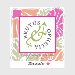 Pegatina Custom-Cut Vinyl Floral Product Label Watercolor