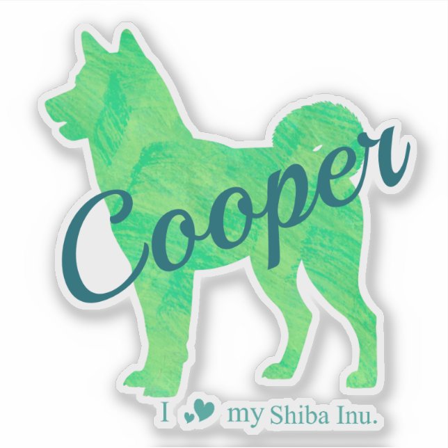 Pegatina Custom Cute Pastel Green Color Shiba Inu – Dog (Anverso)