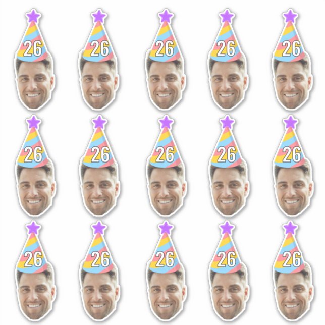 Pegatina Custom Face 20th 30th 40th 50th 60th 70th Birthday (Anverso)