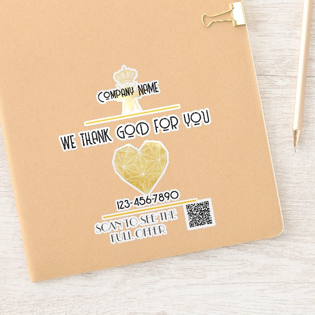 Pegatina Custom HEART Thank GOD For Business Logo THANK YOU (Cuaderno)