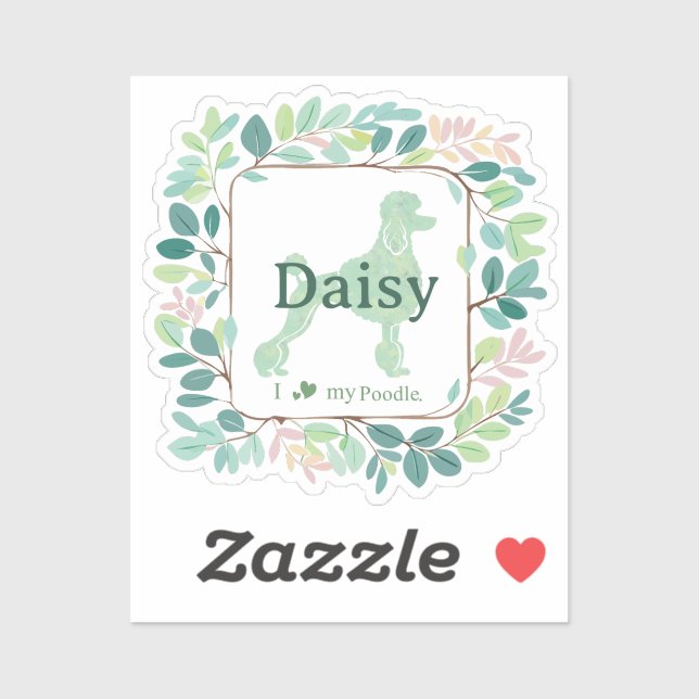 Pegatina Custom mint poodle sticker - Personalized Gift (Hoja)