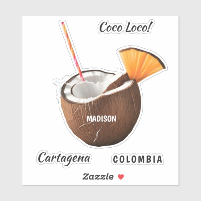 Pegatina Custom Name & Location Coco Loco (Hoja)