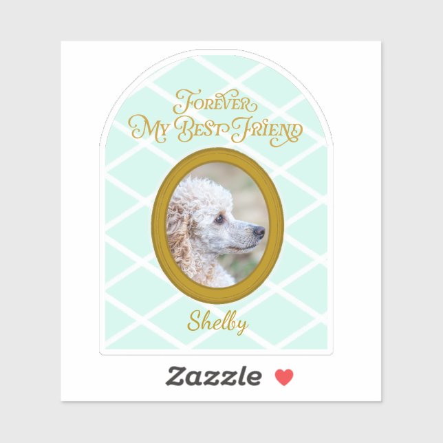Pegatina Custom Poodle Photo & Name Sticker  Forever Friend (Hoja)