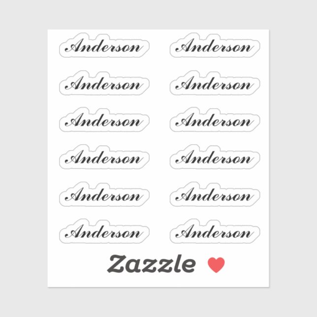 Pegatina Custom Script Name Stickers One Dozen Per Sheet (Hoja)