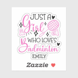 Pegatina Custom This Girl Loves Badminton Girly Pink