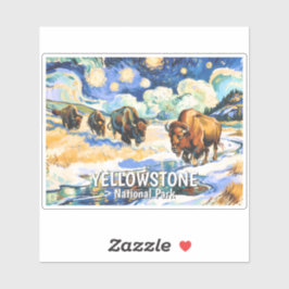 Pegatina Custom Yellowstone Wildlife Buffalo Vibrant Nature