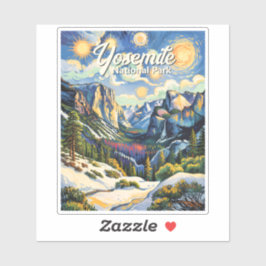 Pegatina Custom Yosemite Tunnel View Winter Van Gogh Style