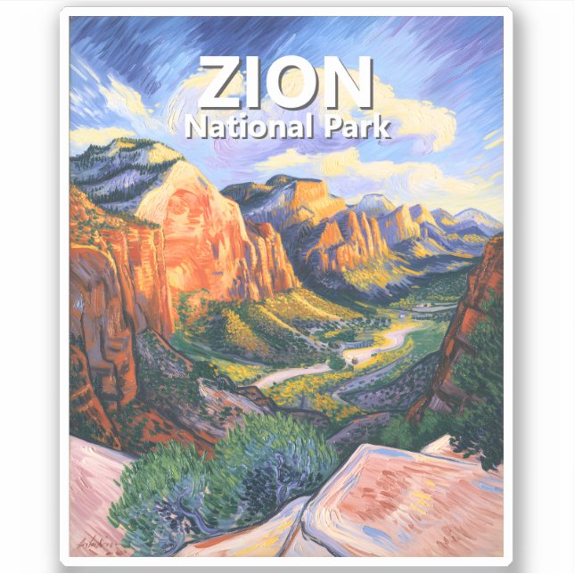 Pegatina Custom Zion National Park Angels Landing Vibrant (Anverso)