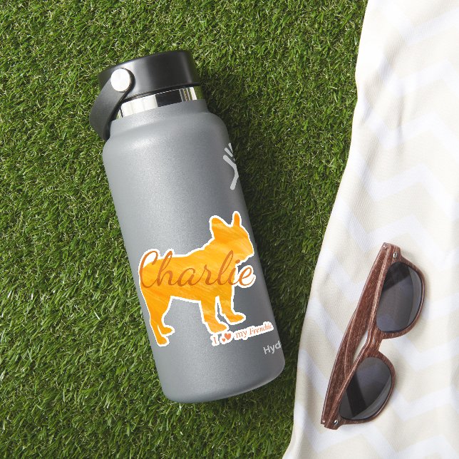 Pegatina Customizable French Bulldog Pastel Orange Frenchie (HydroFlask Insitu)