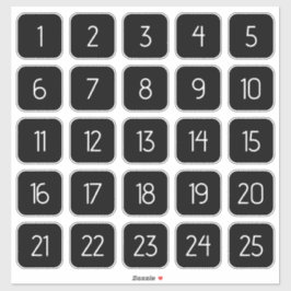 Pegatina Customizable Square Number Stickers White on Black