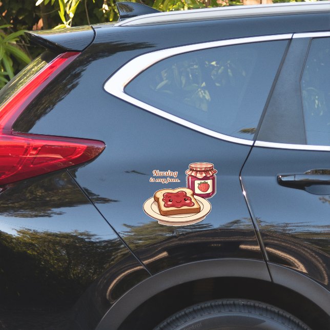 Pegatina [Customize] is my jam - cute jam and toast cartoon (Lado del coche)