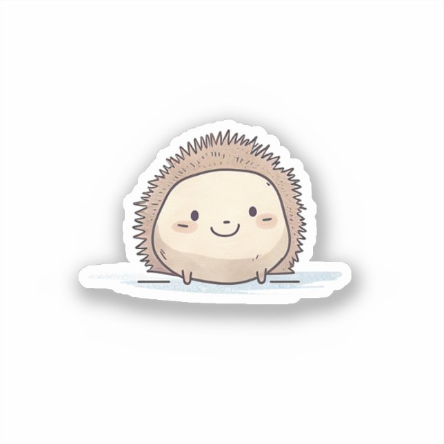 Pegatina Cuta acuarela Feliz edgehog (Anverso)