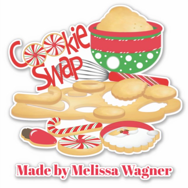 Pegatina Cuta cookie swap agregar nombre cookie estaño o ca (Anverso)