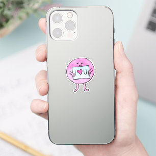 Pegatina Cuta rosa te quiero, corazón de Kawaii