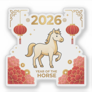 Pegatina Cute 2026 Year of the Horse Chinese New Year