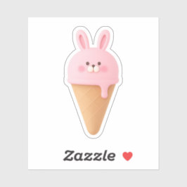 Pegatina Cute 3D Pink Bunny Ice Cream Cone Sticker