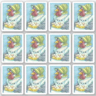 PEGATINA CUTE A LA MADRE HEN EN HUEVOS Y POLLOS DE BONNET