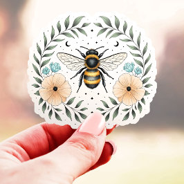 Pegatina Cute Abeja Celestial Floral Vinilo