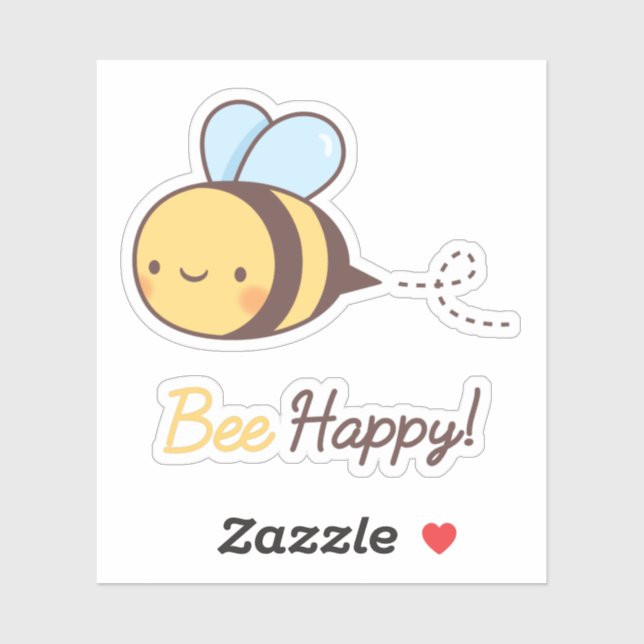 Pegatina Cute Abeja Positiva Feliz (Hoja)