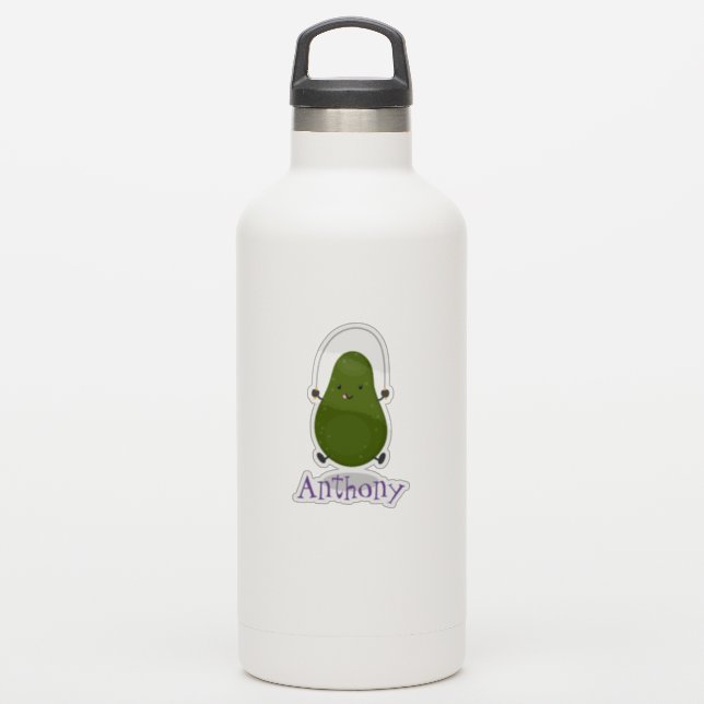 Pegatina Cute aguacate salto cuerda personalizado ilustraci (Botella de agua)