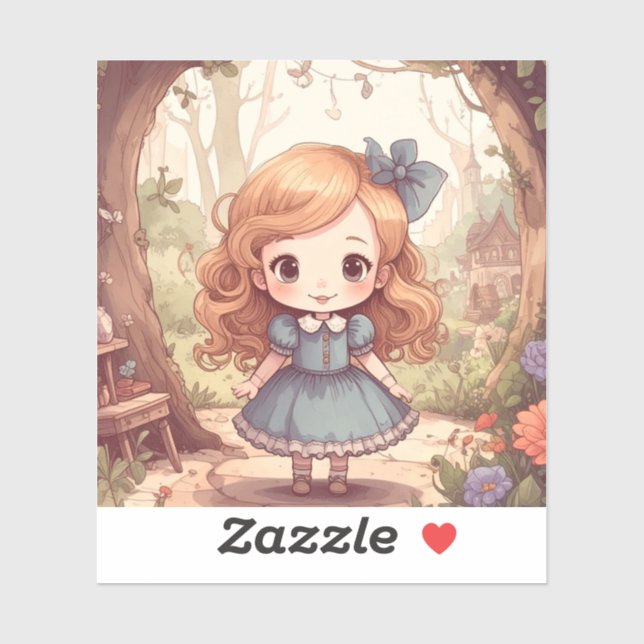 Pegatina Cute Alice in Wonderland Whimsical Woodland Art (Hoja)