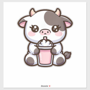 Pegatina Cute Amante De Batido De Leche Ternera Pequeña Yog