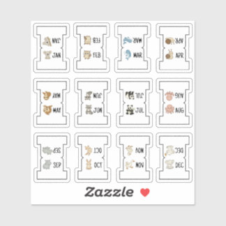 Pegatina Cute Animal Monthly Index Tab Page Divider Folding