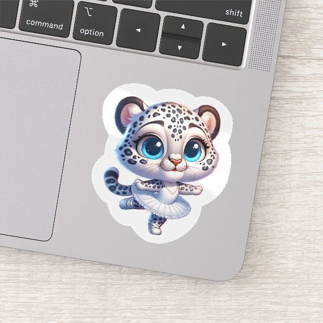 Pegatina Cute Anime Kawaii Balerina Snow Leopard Stickers (Detalle)