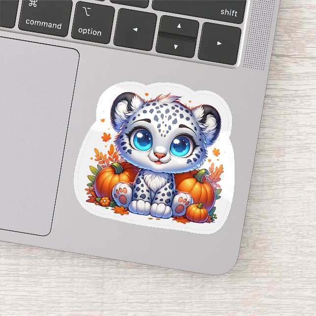 Pegatina Cute Anime Thanksgiving Snow Leopard Stickers (Detalle)