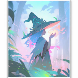 Pegatina Cute Anime Witch Chica Fantasy Art