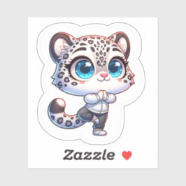 Pegatina Cute Anime Yoga Sport Snow Leopard Sticker