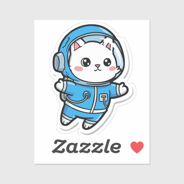 Pegatina Cute Astronaut Cat Kawaii Sticker (Hoja)