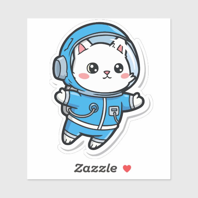 Pegatina Cute Astronaut Cat Kawaii Sticker 4x4 (Hoja)