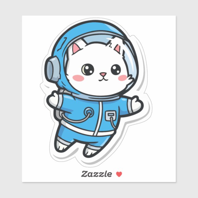 Pegatina Cute Astronaut Cat Kawaii Sticker 6x6 (Hoja)