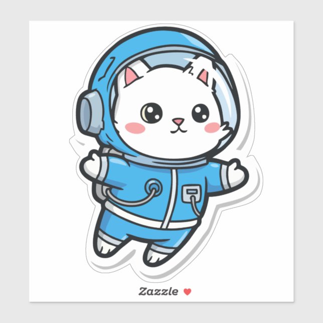 Pegatina Cute Astronaut Cat Kawaii Sticker 8x8 (Hoja)