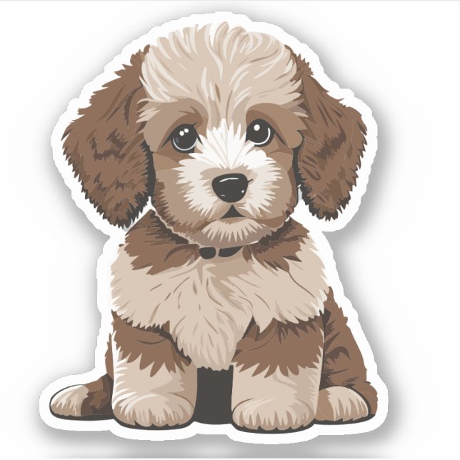 Pegatina Cute Aussiedoodle Puppy Doodle Dog Vinyl (Anverso)