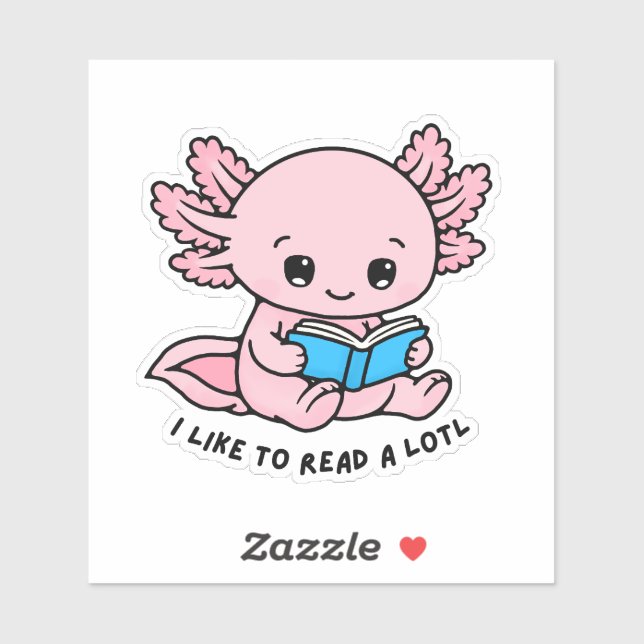 Pegatina Cute Axolotl Book Lover Funny Pun Sticker (Hoja)