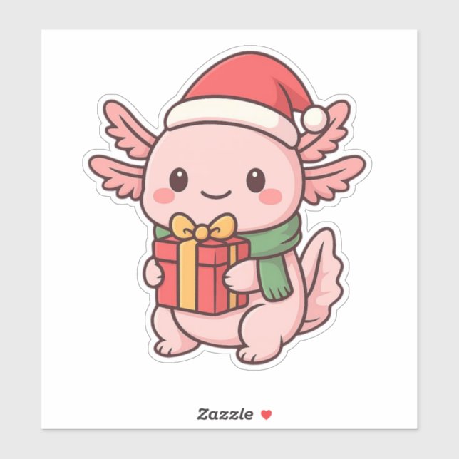 Pegatina ✔ Cute Axolotl Christmas Gift Sticker (Hoja)