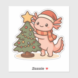 Pegatina Cute Axolotl Christmas Tree Sticker
