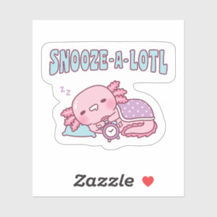 Pegatina Cute Axolotl Durmiendo Snooze A Lotl Chiste Divert