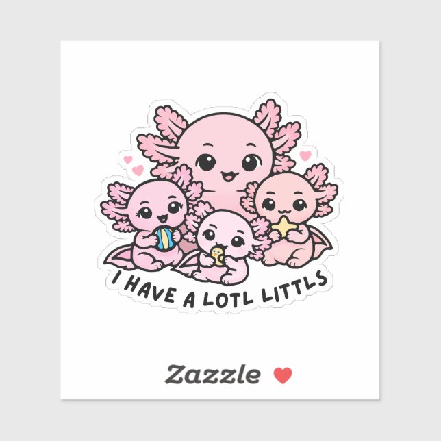Pegatina Cute Axolotl Family Lotl Littls Mom Pun Sticker (Hoja)