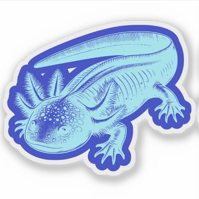 Pegatina Cute Axolotl New Designs Ocean Blue Vinyl (Anverso)