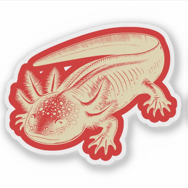 Pegatina Cute Axolotl New Designs Red Otumn Vinyl (Anverso)