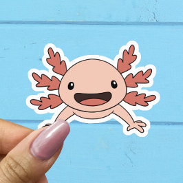 Pegatina Cute Axolotl Rosa Sonriente Sticker Kawaii