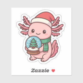 Pegatina Cute Axolotl Snow Globe Sticker