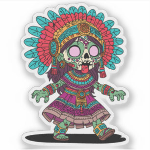 Pegatina Cute Aztec Zombie