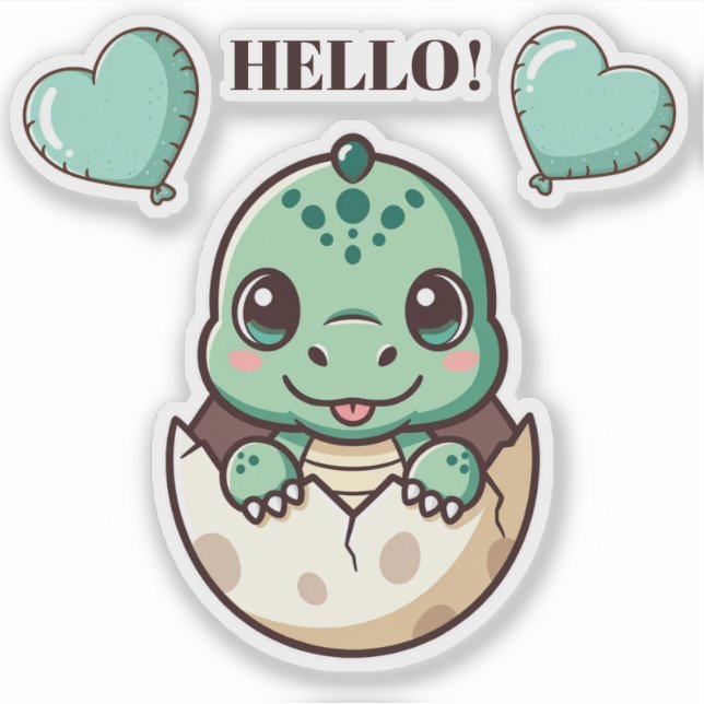Pegatina Cute Baby Dragon Sticker – Hello Dragon Hatching f (Anverso)