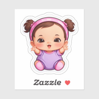 Pegatina Cute Baby Girl Sticker – Adorable Cartoon Baby 