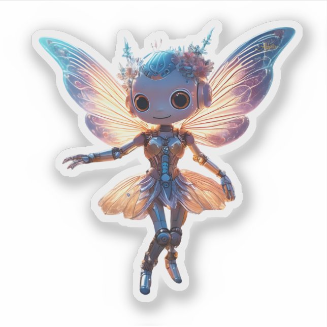 Pegatina Cute Ballerina Dancing Robot Pixie (Anverso)