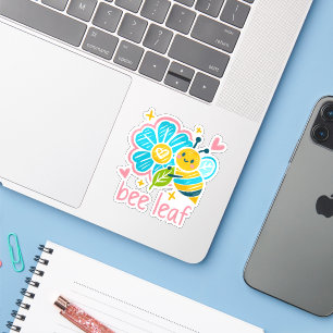Pegatina Cute Bee Leaf Floral para agradecimiento a maestro